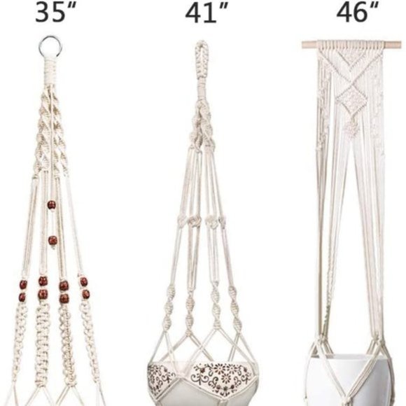 Urban Outfitters Set of 3 Indoor Boho Macrame Plant Hangers Wall Hanging Planter - Picture 8 of 9